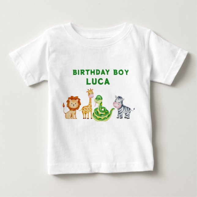 Djur Safari Födelsedags T-Shirt (Framsida)
