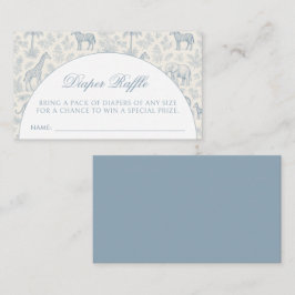 Djur Safari Toile De Jouy Blå Blöja Lotteri Tilläggskort