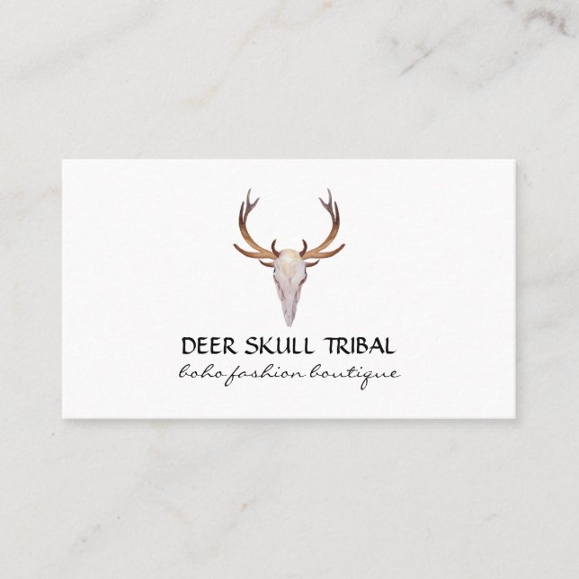 Djur Skalle Horn Boho Tribal Visitkort (Framsida)
