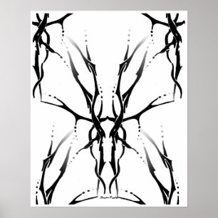 Djur Skalle Tribal Tatuering Digital Svart och Vit Poster
