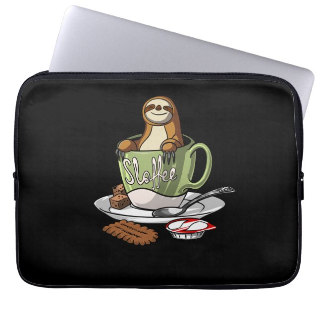 Djur Sloffee för SlothkaffeSloffee älskare Laptop Fodral (Framsidan)
