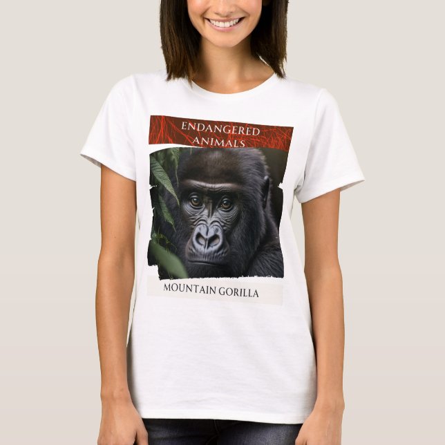 Djur som är utrotningshotade - bergsgorilla t shirt (Framsida)