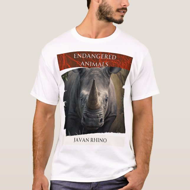 Djur som är utrotningshotade - Javan Rhino T Shirt (Framsida)