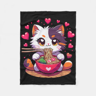 Djur som äter Ramen Noodles med Hearts Valenti Fleecefilt