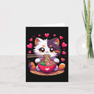 Djur som äter Ramen Noodles med Hearts Valenti Kort