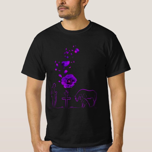 Djur som de också serverade Lila Poppy Remfamnen T Shirt (Framsida)