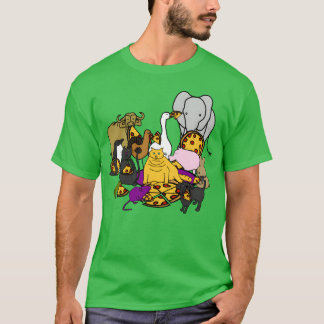 Djur som har en pizzafest kompis t shirt