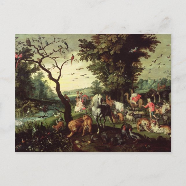 Djur som kommer in i Noahs Ark Vykort (Framsida)