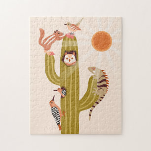 Djur som lever i ett cactus children jigszle Puzzl Pussel