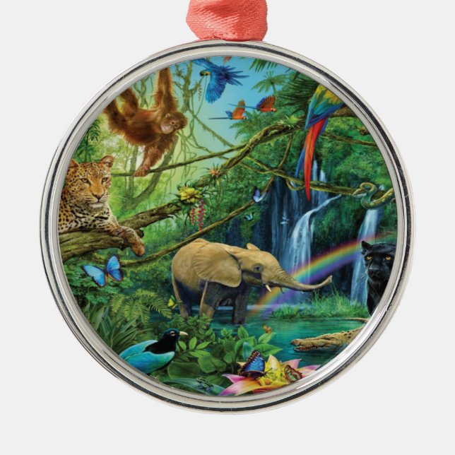 Djur som lever tillsammans dekorativ kudde julgransprydnad metall (Framsidan)