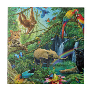 Djur som lever tillsammans dekorativ kudde kakelplatta