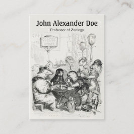 Djur som samlar på den Paris cafen - rolig Visitkort