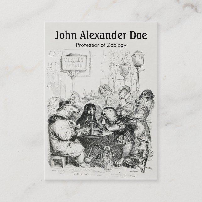 Djur som samlar på den Paris cafen - rolig Visitkort (Framsida)