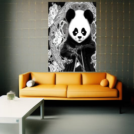 Djur, svart och vit panda | AI Art Poster