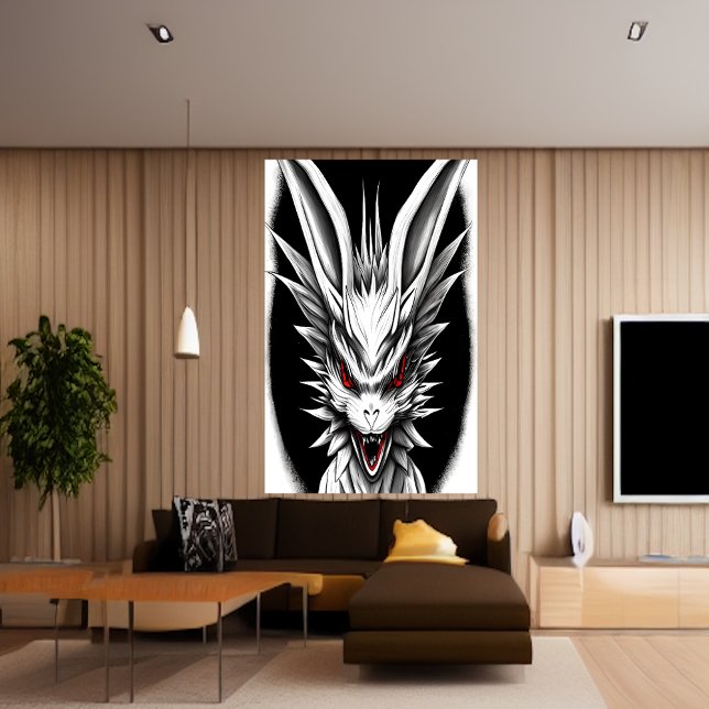 Djur svart, vit och röd drake | AI Art Poster (Skapare uppladdad)