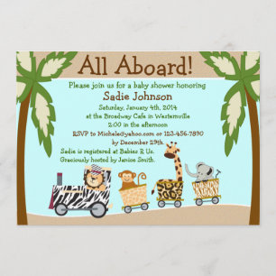 Djur Tåg Baby Shower Inbjudan