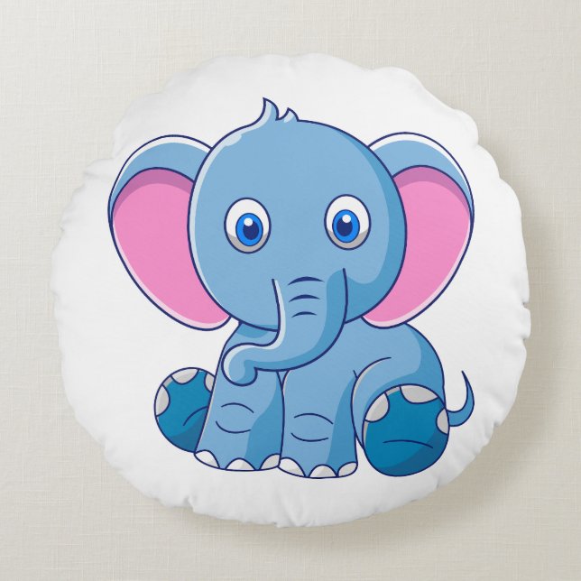 Djur tecknad illustration rund kudde (Framsidan)