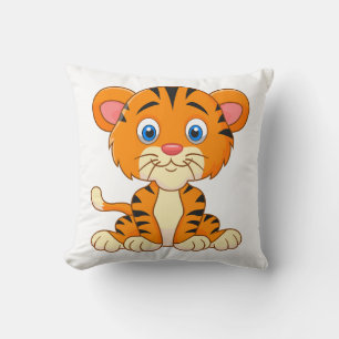 Djur tecknad illustration söt tiger kudde