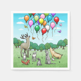 Djur tittar på ballongerna pappersservett