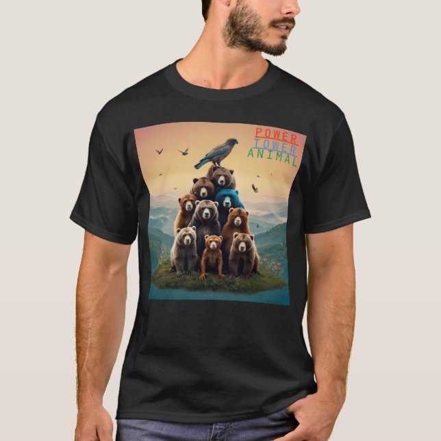 Djur torn kraft retro t shirt (Framsida)