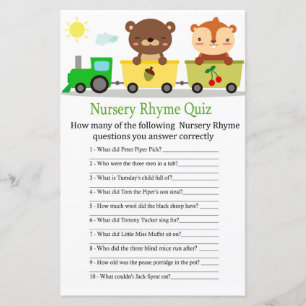 Djur tränar Nursery Rhyme Quiz baby shower spel