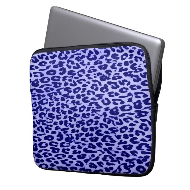 Djur tryckpäls för blått av leoparden laptop fodral (Framsidan Vänster)