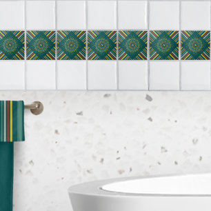 Djur under Personligen Sol Mandala Rand Kakelplatta