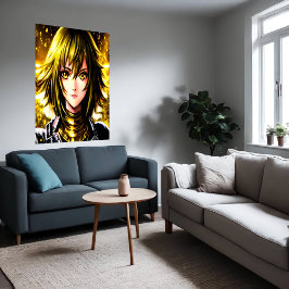 Djur unga gult av dam och ögon | AI Art Poster
