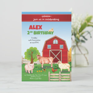 Djur: Uppmaning på födelsedagen Barnyard Birthday Inbjudningar