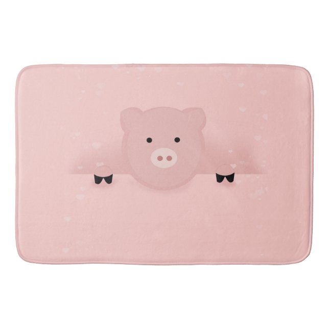 Djur vid Rosa Gris Cute Farm Animal Badrumsmatta (Framsidan)