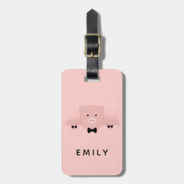 Djur vid Rosa Gris Cute Farm Animal Bagagebricka