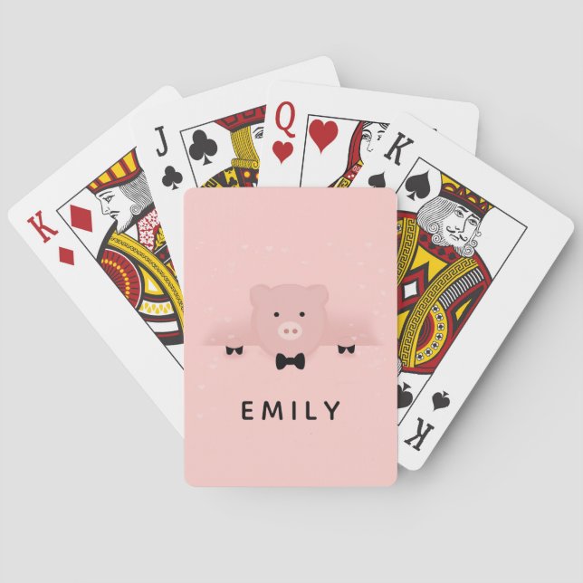 Djur vid Rosa Gris Cute Farm Animal Casinokort (Baksidan)