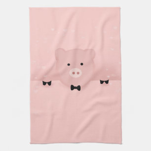 Djur vid Rosa Gris Cute Farm Animal Kökshandduk