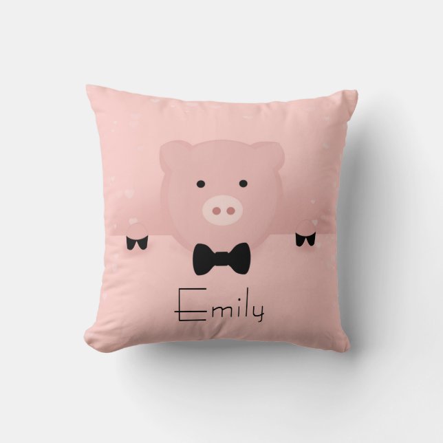 Djur vid Rosa Gris Cute Farm Animal Kudde (Framsida)