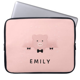 Djur vid Rosa Gris Cute Farm Animal Laptop Fodral