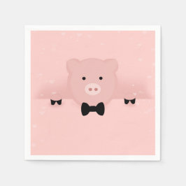 Djur vid Rosa Gris Cute Farm Animal Pappersservett
