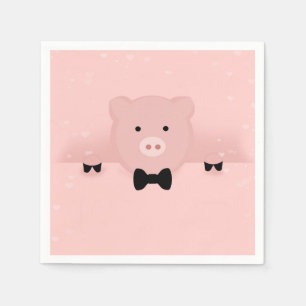 Djur vid Rosa Gris Cute Farm Animal Pappersservett
