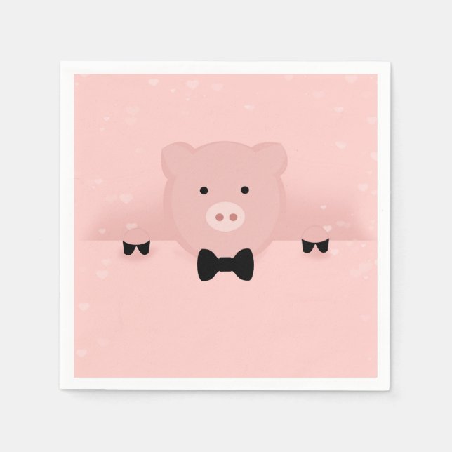 Djur vid Rosa Gris Cute Farm Animal Pappersservett (Framsidan)