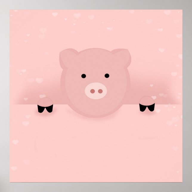 Djur vid Rosa Gris Cute Farm Animal Poster (Framsidan)