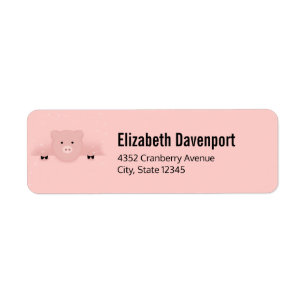 Djur vid Rosa Gris Cute Farm Animal Returadress Etikett