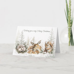 Djur Vinter Skog Jul Holiday Kort
