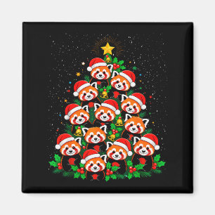 Djur Xmas Träd Tomte Hatt Röd Panda Jul Magnet