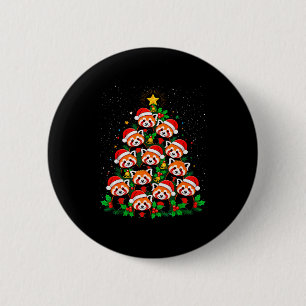 Djur Xmas Träd Tomtehatt Röd Panda Jul Knapp