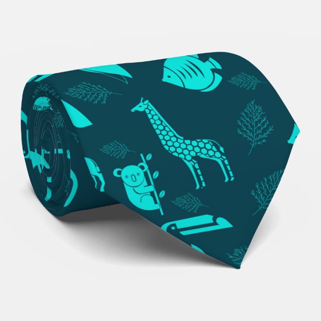 Djur Zoo Vilda djur Mönster Necktie Slips (Rullad)