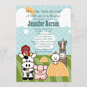 Djura baby showerinbjudningar för Barnyard Inbjudningar