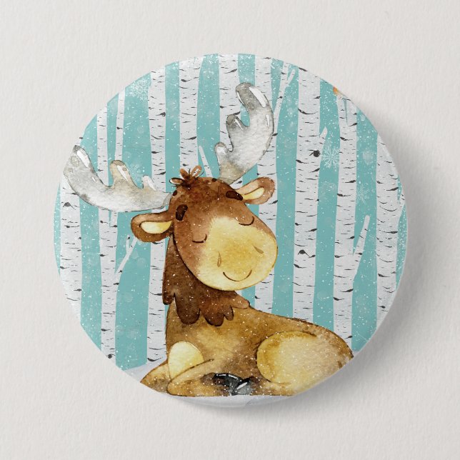 Djura vänner för skogsmark i vinterSkoghjort Knapp (Framsida)