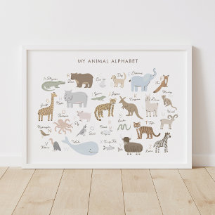Djuralfabet ABC Kids Room Decor Poster