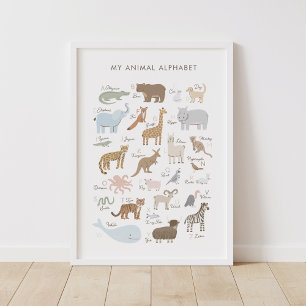 Djuralfabet ABC Kids Room Decor Poster