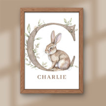 Djuralfabet Brev C Kids Namn Bunny Poster