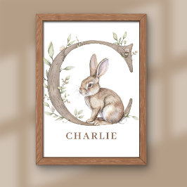 Djuralfabet Brev C Kids Namn Bunny Poster
